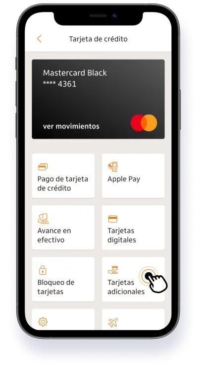 Celular con vista de la aplicación del banco